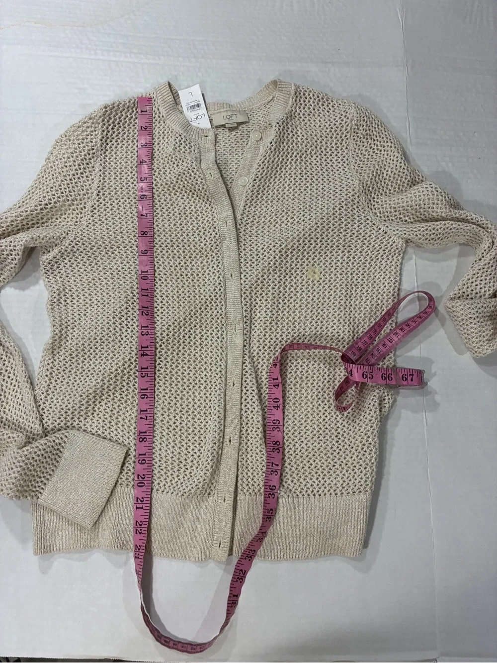 LOFT OPEN KNIT BUTTON CARDIGAN NEW WITH TAG
